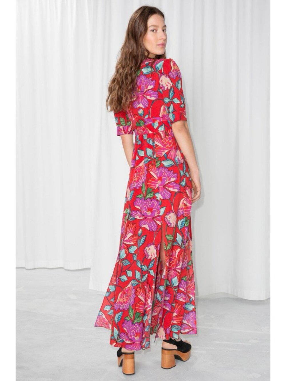 & Other Stories Floral Printed Maxi Dress in Red Multi - Picture 2 of 11